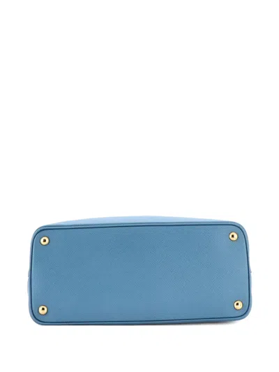 Pre-owned Prada Cuir Double Saffiano Leather Medium Tote Bag In Blue
