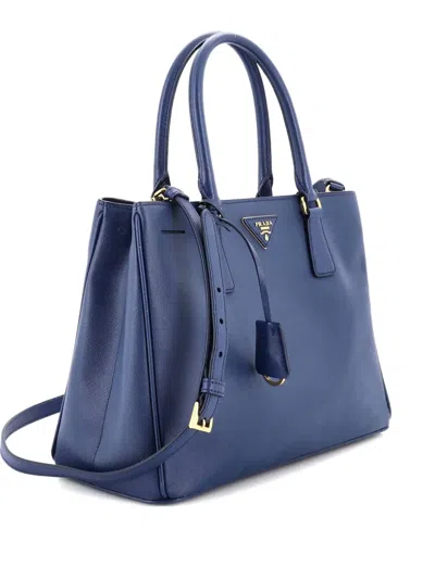 Pre-owned Prada Gardener's Saffiano Leather Medium Tote Bag In Blue