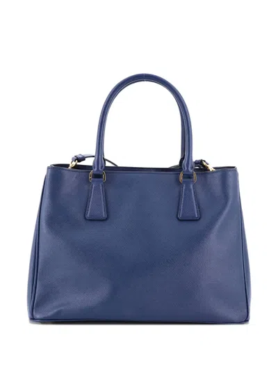 Pre-owned Prada Gardener's Saffiano Leather Medium Tote Bag In Blue