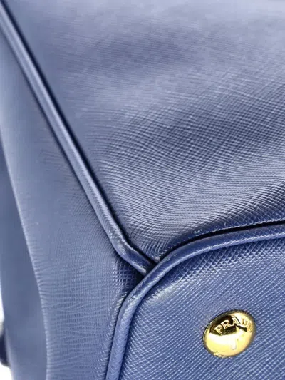 Pre-owned Prada Gardener's Saffiano Leather Medium Tote Bag In Blue