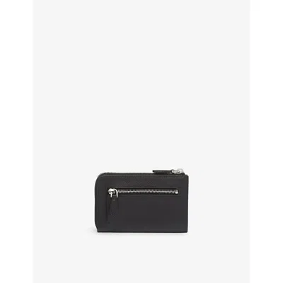 Prada Triangle-logo Leather Keychain In Black