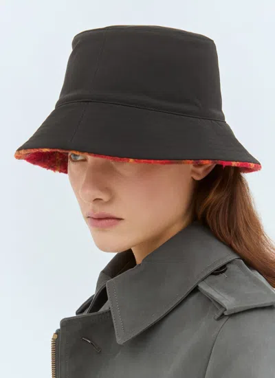 Burberry Women Reversible Check Fleece Bucket Hat In Red