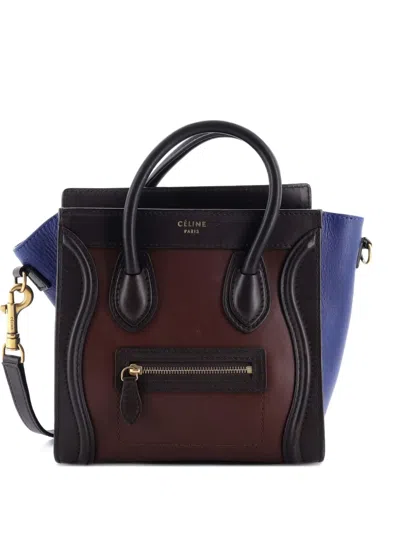 Pre-owned Celine Tricolor Luggage Bag Leather Nano Crossbody Bag In Brown