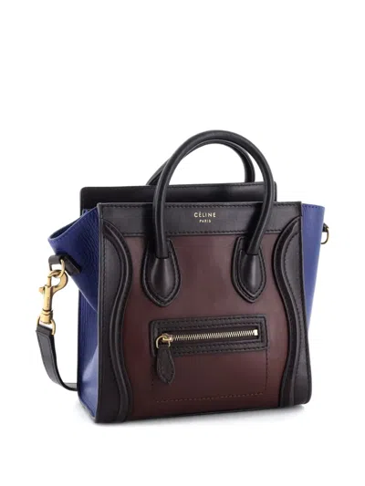 Pre-owned Celine Tricolor Luggage Bag Leather Nano Crossbody Bag In Brown
