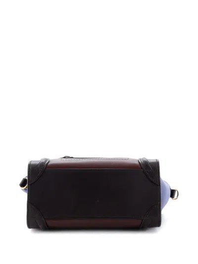 Pre-owned Celine Tricolor Luggage Bag Leather Nano Crossbody Bag In Brown