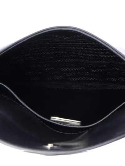 Pre-owned Prada Cleo Flap Shoulder Bag Spazzolato Leather Small Hobo Bag In Black