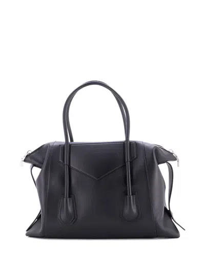 Pre-owned Givenchy Antigona Soft Lock Bag Leather Medium Satchel In Black