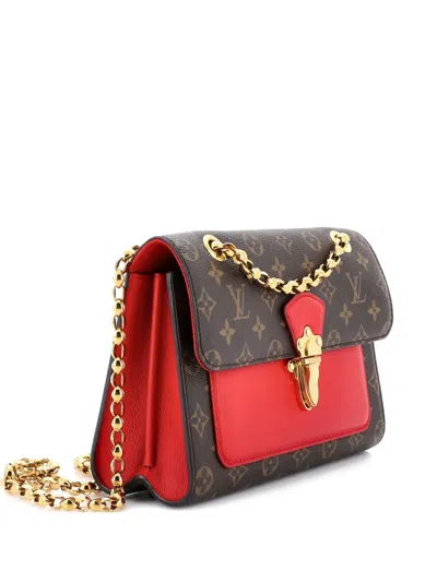 Pre-owned Louis Vuitton Victoire Handbag Monogram Canvas And Leather Shoulder Bag In Brown