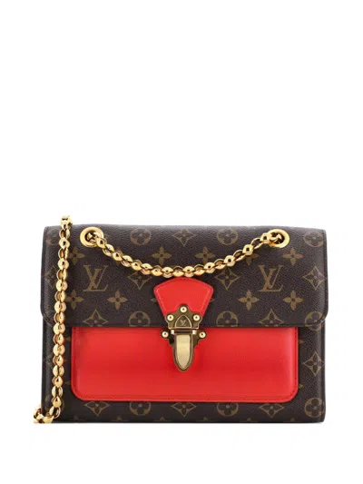 Pre-owned Louis Vuitton Victoire Handbag Monogram Canvas And Leather Shoulder Bag In Brown