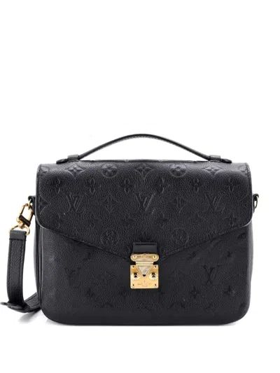 Pre-owned Louis Vuitton Pochette Metis Monogram Empreinte Leather Crossbody Bag In Black