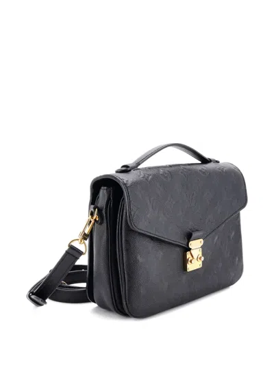 Pre-owned Louis Vuitton Pochette Metis Monogram Empreinte Leather Crossbody Bag In Black