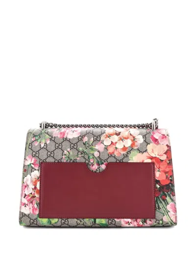 Pre-owned Gucci Padlock Blooms Print Gg Coated Canvas Medium Shoulder Bag In Neutral