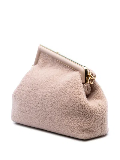 Pre-owned Fendi 2010-2025 Medium Shearling  First Shoulder Bag In Brown