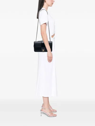 Pre-owned Chanel 2013-2014 Cc Horizontal Quilted Lambskin Double Flap Crossbody Bag In Blue