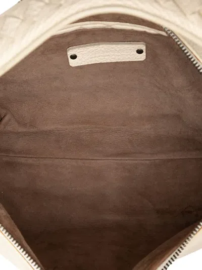 Pre-owned Bottega Veneta 2012-2025 Intrecciato Trimmed Cervo Hobo Bag In White