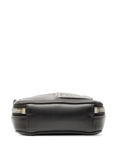 Pre-owned Loewe 2021-2025 Satin Calfskin Anagram Vertical Pocket Crossbody Bag In Black