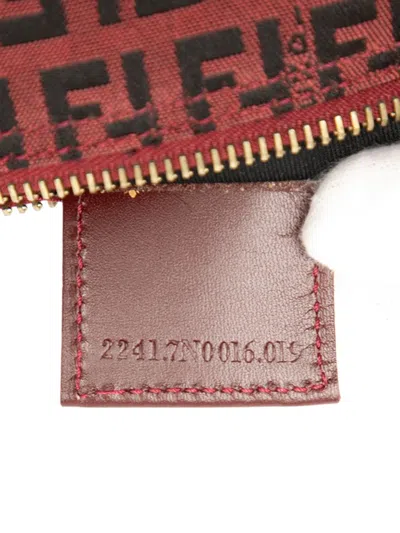Pre-owned Fendi 2000-2010 Zucchino Canvas Barrel Pochette Handbag In Red