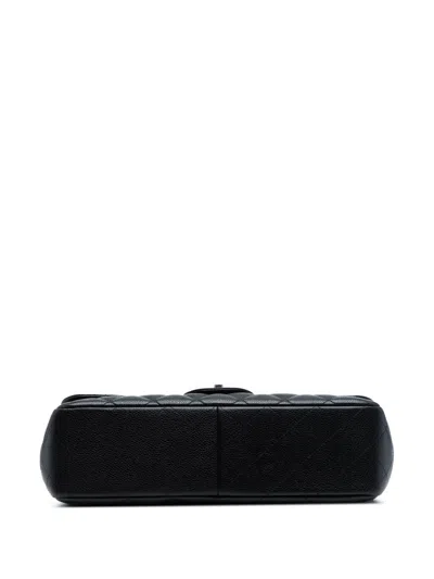Pre-owned Chanel 2009-2010 Jumbo Classic Caviar Single Flap Shoulder Bag In Black