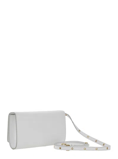 Dolce & Gabbana 3.5 White Clutch Bag With Metallic Dg Logo On The Front In Leather Woman In Metallic