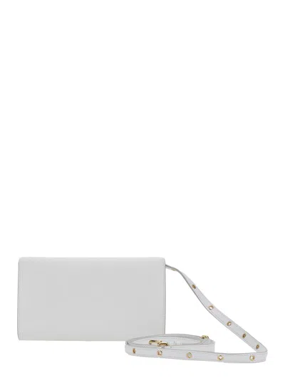 Dolce & Gabbana 3.5 White Clutch Bag With Metallic Dg Logo On The Front In Leather Woman In Metallic
