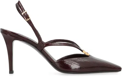 Fendi Ffold Slingback Pumps In Burgundy