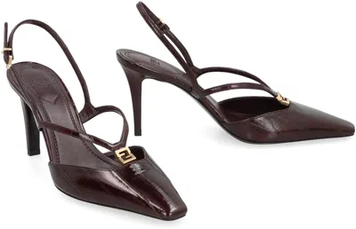 Fendi Ffold Slingback Pumps In Burgundy