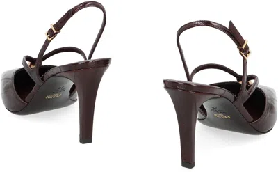 Fendi Ffold Slingback Pumps In Burgundy