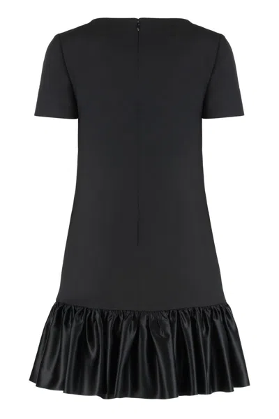 Valentino Garavani Bow Detail Wool And Silk Mini Dress In Black