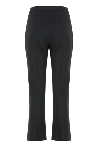 Elisabetta Franchi Straight-leg Cropped Crepe Pants With Gold Accents In Black