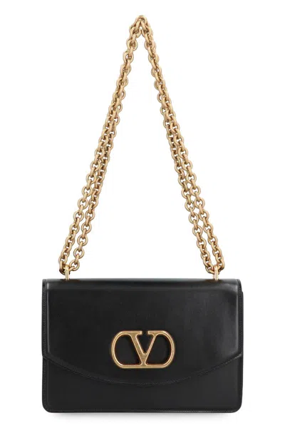 Valentino Garavani Vain Leather Shoulder Bag In Black