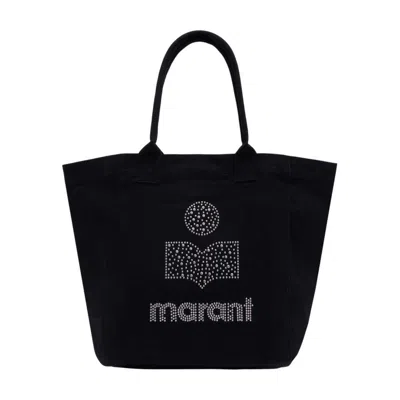 Isabel Marant Small Yenky Festive Studded Logo Canvas Tote In Black