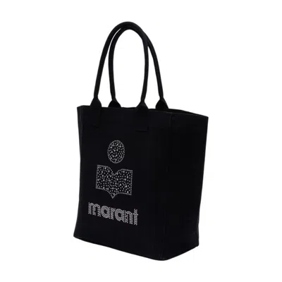 Isabel Marant Small Yenky Festive Studded Logo Canvas Tote In Black