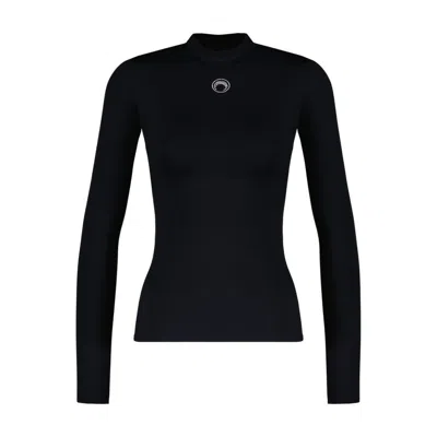 Marine Serre Turtleneck Sweater With Moon Logo And Rhinestones In Black