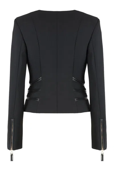 Elisabetta Franchi Jacket In Double Crêpe With Zip Details In Black