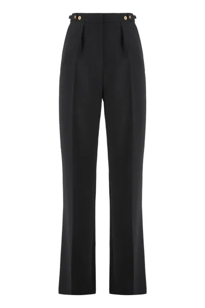 Elisabetta Franchi Trousers In Crepe With Jewelry Accessory In Black