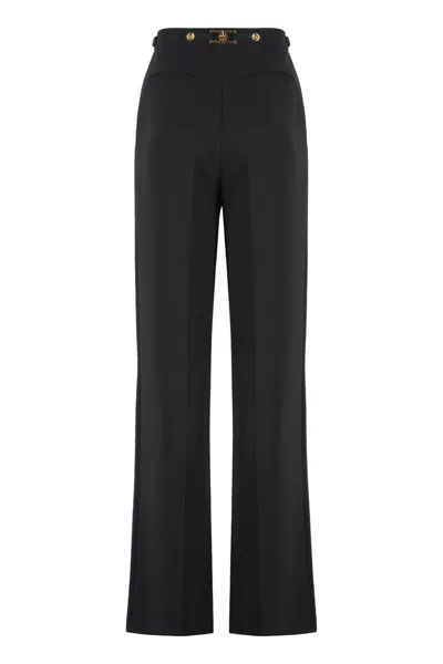 Elisabetta Franchi Trousers In Crepe With Jewelry Accessory In Black