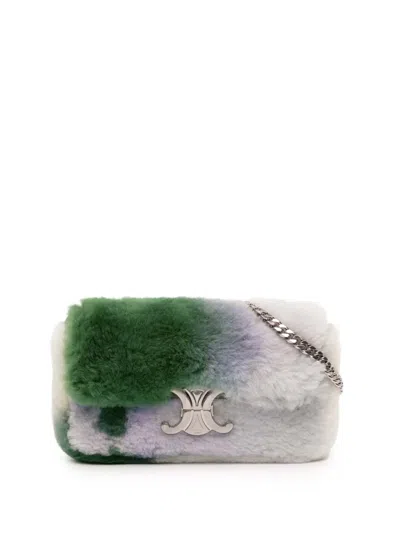 Pre-owned Celine 2000-2025 Shearling Triomphe Chain Shoulder Bag