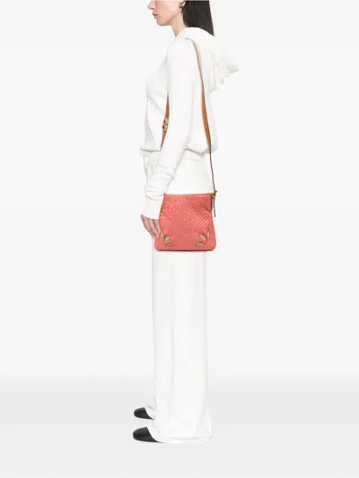 Pre-owned Bottega Veneta 2000-2007 Nappa Intrecciato Crossbody Bag In Pink