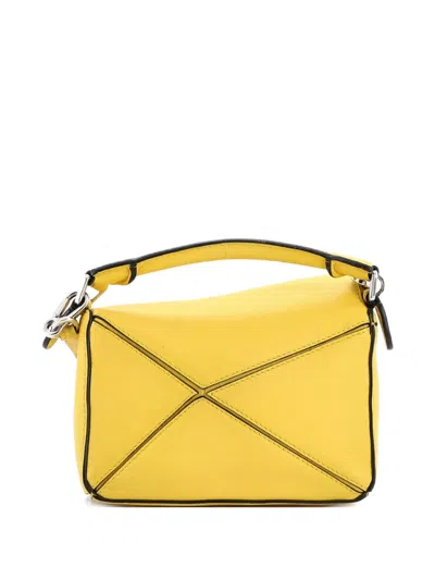 Pre-owned Loewe Puzzle Bag Leather Mini Crossbody Bag In Yellow