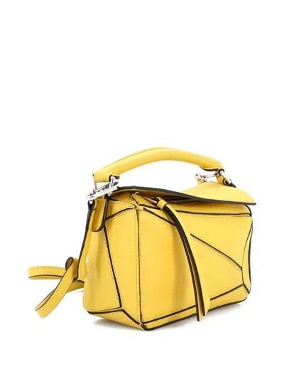 Pre-owned Loewe Puzzle Bag Leather Mini Crossbody Bag In Yellow
