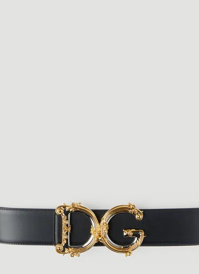 Dolce & Gabbana Women Logo Plaque Belt In Black