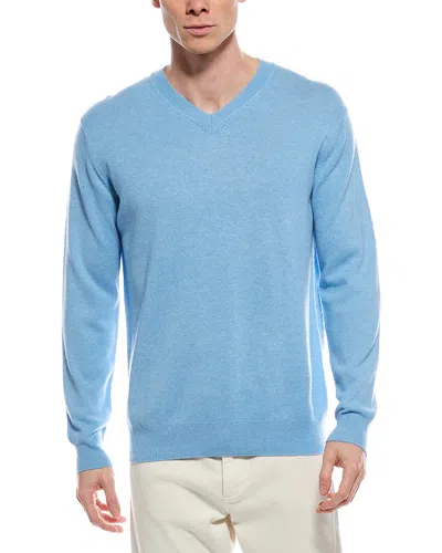 Forte Cashmere V-neck Cashmere Sweater In Blue