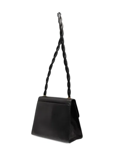 Pre-owned Chanel 1997-1999 Cc Caviar Twisted Strap Shoulder Bag In Black