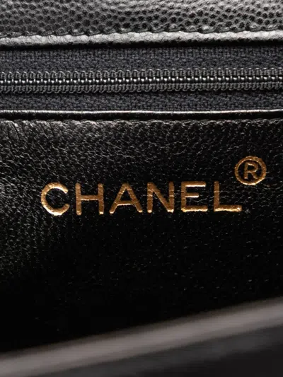 Pre-owned Chanel 1997-1999 Cc Caviar Twisted Strap Shoulder Bag In Black