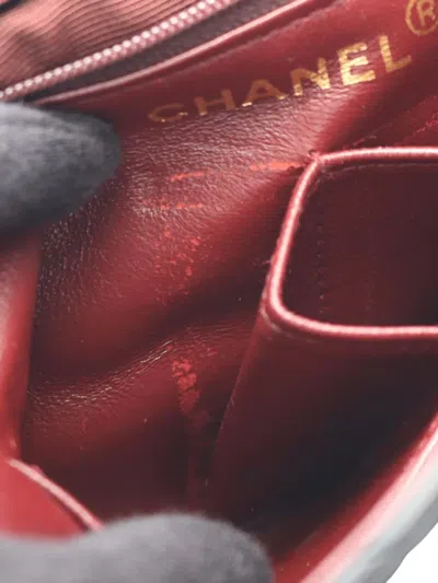 Pre-owned Chanel 1989-1991 Mini Quilted Lambskin Square Single Flap Shoulder Bag In Black