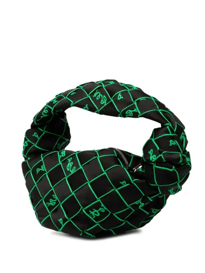 Pre-owned Bottega Veneta 2012-2025 Mini Synthetic Fabric Intrecciato Double Knot Bag Handbag In Black