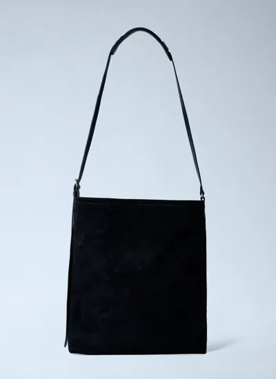 Dries Van Noten Men Suede Shoulder Bag In Black