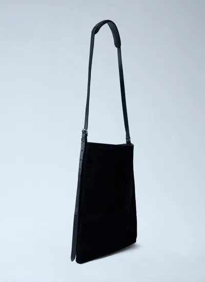 Dries Van Noten Men Suede Shoulder Bag In Black