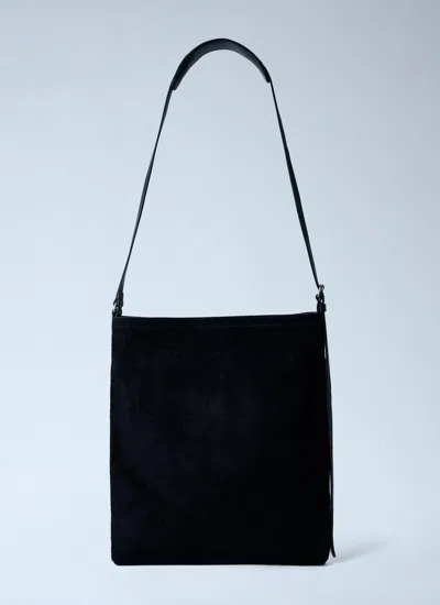 Dries Van Noten Men Suede Shoulder Bag In Black