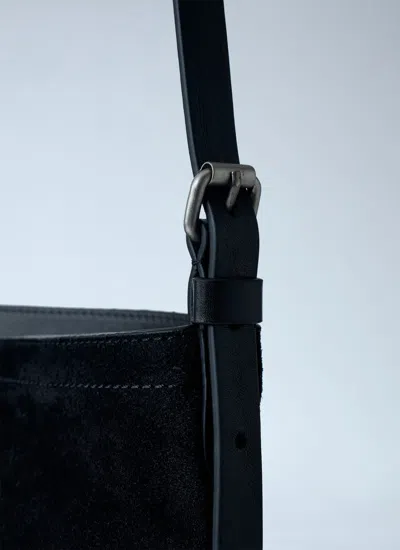 Dries Van Noten Men Suede Shoulder Bag In Black